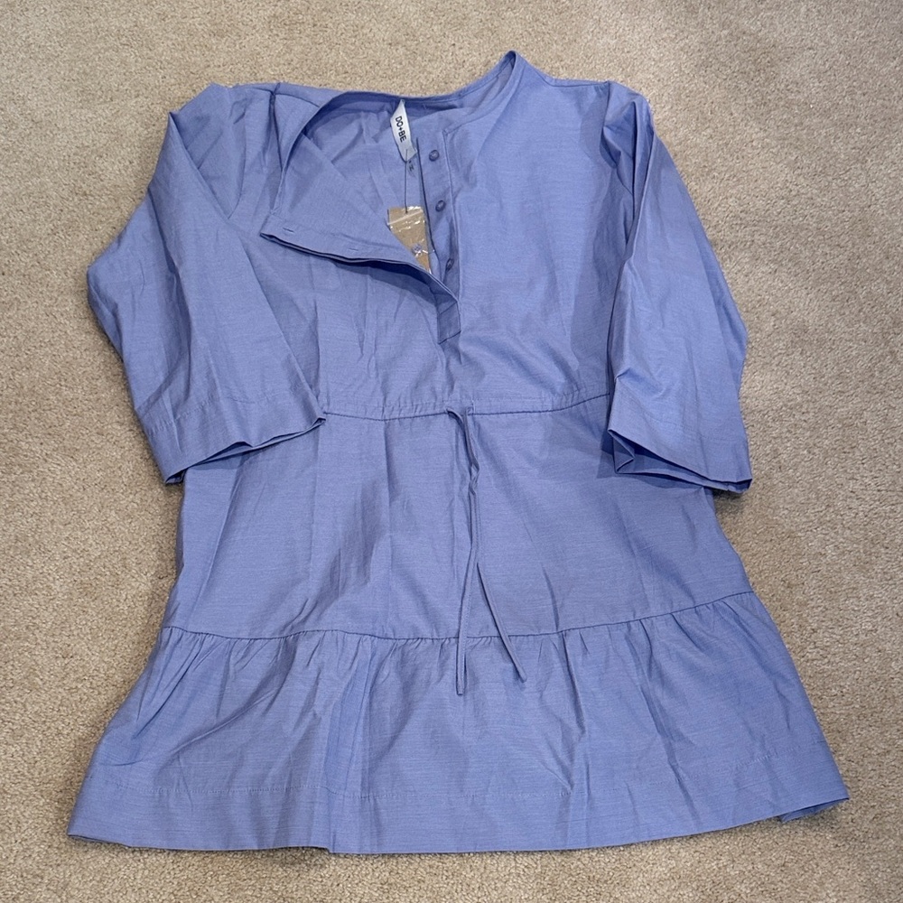 DO+BE light blue Button-Front Tunic/dress, NWT, size small, pockets!